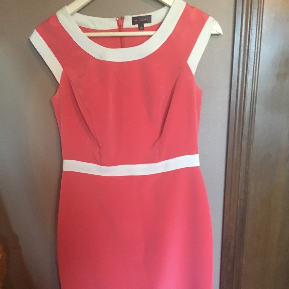 Business casual salmon pink dress.